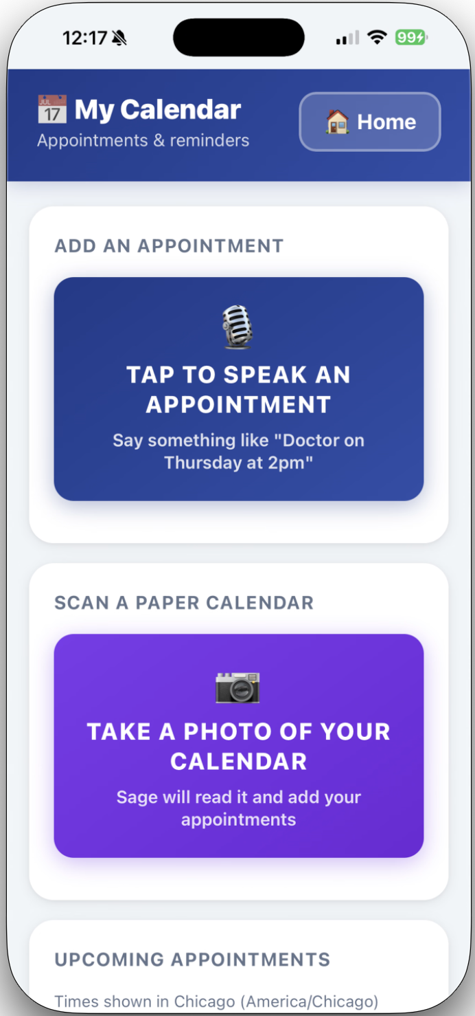 Sage calendar and family support preview